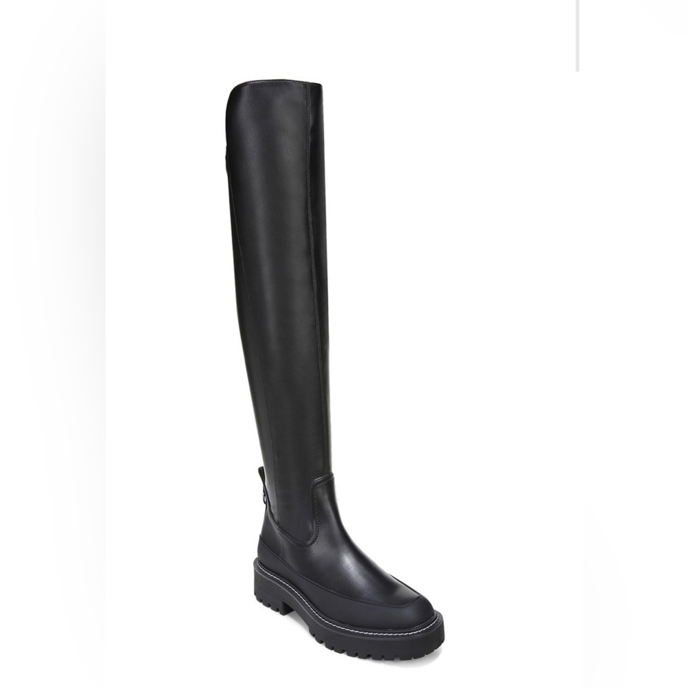 SAM EDELMAN LERUE OVER THE KNEE TALL FAUX LEATHER BOOTS BLACK 7.5 M NEW - Picture 6 of 9